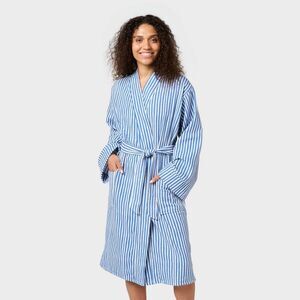 Room Essentials - S/M Striped Bath Robe With Kimono Collar Blue - Ro Blue